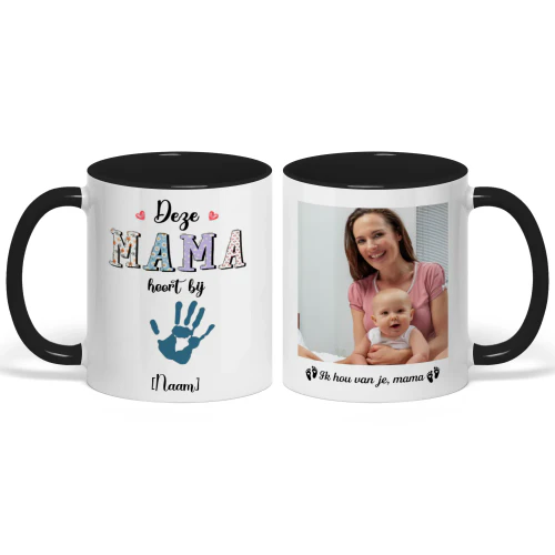 Gepersonaliseerde Tweekleurige Mok Voor Nieuwe Moeder | Gepersonaliseerd Cadeau Voor Eerste Moederdag | Deze Mama Behoort Tot
