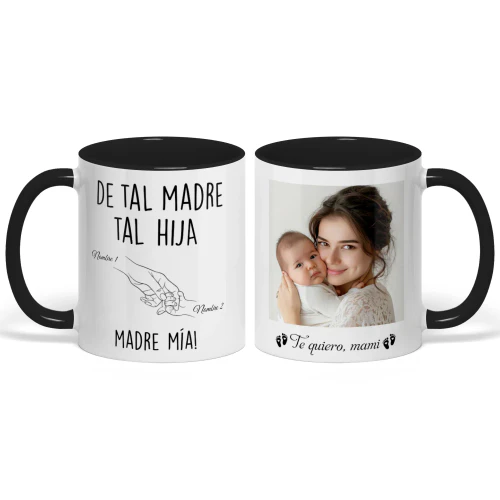 Taza Bicolor Personalizada Para Mamá Primeriza | Regalo Divertido De Hija Para El Primer Día de la Madre | De Tal Madre Tal Hija