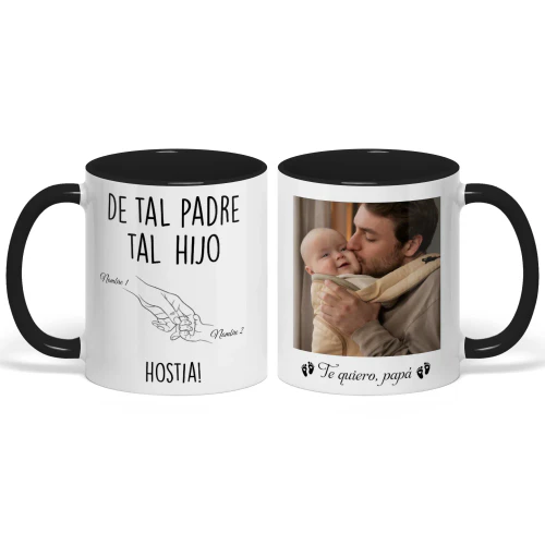 Taza Bicolor Personalizada Para Papá Primerizo | Regalo Divertido Del Primer Día Del Padre | De Tal Padre Tal Hijo