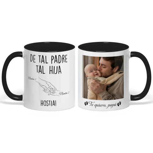 Taza Bicolor Personalizada Para Papá Primerizo | Regalo Divertido Del Primer Día Del Padre | De Tal Padre Tal Hija