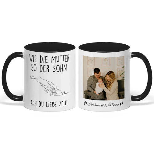 Personalisierter Zweifarbiger Becher Für Erstlingsmutter | Lustiges Erstes Muttertagsgeschenk Vom Sohn | Wie die Mutter, so der Sohn