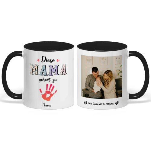 Personalisierter Zweifarbiger Becher Für Erstlingsmutter | Personalisiertes Geschenk Zum Ersten Muttertag | Diese Mama Gehört