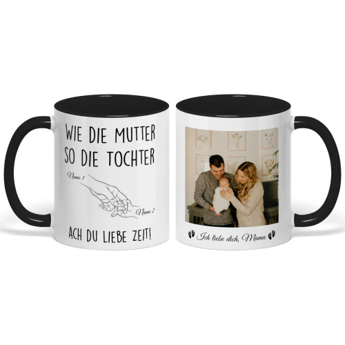 Personalisierter Zweifarbiger Becher Für Erstlingsmutter | Lustiges Erstes Muttertagsgeschenk Von Der Tochter | Wie die Mutter, so die Tochter