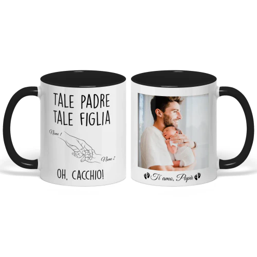 Tazza Bicolore Personalizzata Per Neo Papà | Regalo Divertente Per La Prima Festa Del Papà | Tale Padre Tale Figlia