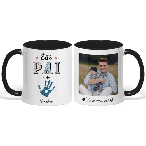 Taza Bicolor Personalizada Para Papá Primerizo | Regalo Personalizado Del Primer Día Del Padre | Este Papá Pertenece A