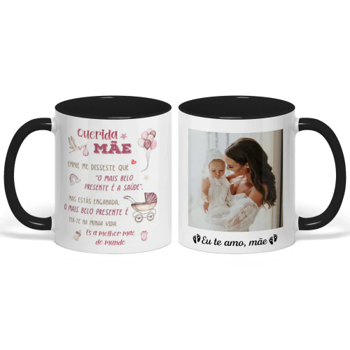 Caneca Bicolor Personalizada Para Mãe de Primeira Viagem | Primeiro Presente Dia das Mães Para Nova Mãe | Ser minha mãe é o único presente que você precisa