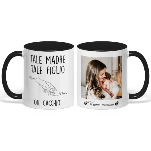 Tazza Bicolore Personalizzata Per Neo Mamma | Regalo Divertente Del Figlio Per La Prima Festa della Mamma | Tale Madre Tale Figlio