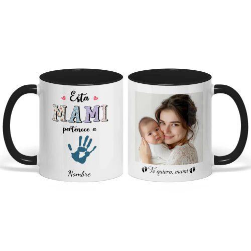 Taza Bicolor Personalizada Para Mamá Primeriza | Regalo Personalizado Para El Primer Día de la Madre | Esta Mamá Pertenece A