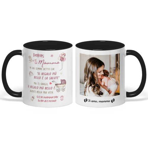 Tazza Bicolore Personalizzata Per Neo Mamma | Primo Regalo Festa della Mamma Per Neomamma | Essere mia mamma è l'unico regalo di cui hai bisogno