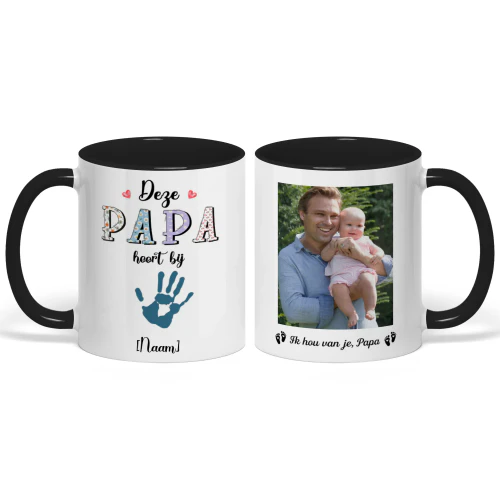 Gepersonaliseerde tweekleurige mok voor eerstekeer vader | Gepersonaliseerd eerste Vaderdag cadeau | Deze papa behoort tot