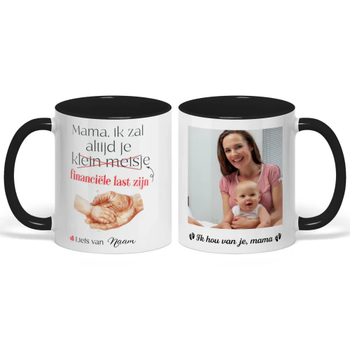 Gepersonaliseerde Tweekleurige Mok Voor Nieuwe Moeder | Grappig Cadeau Voor Eerste Moederdag | Ik zal altijd je financiële last blijven