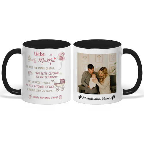 Personalisierter Zweifarbiger Becher Für Erstlingsmutter | Erstes Muttertagsgeschenk Für Frischgebackene Mutter | Meine Mama zu sein ist das einzige Geschenk, das du brauchst
