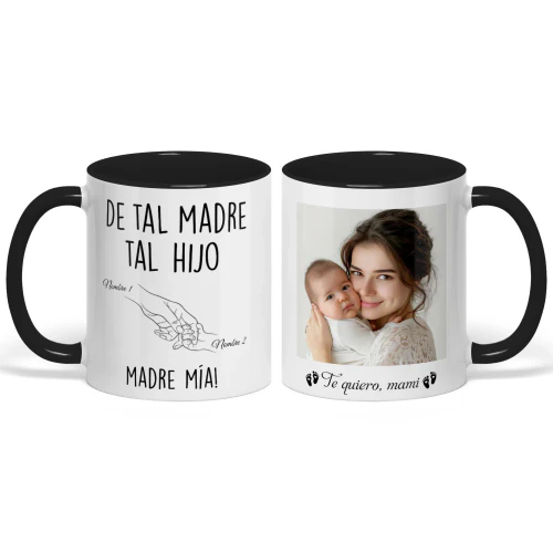 Taza Bicolor Personalizada Para Mamá Primeriza | Regalo Divertido De Hijo Para El Primer Día de la Madre | De Tal Madre Tal Hijo