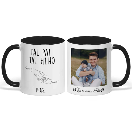 Caneca Bicolor Personalizada Para Papai De Primeira Viagem | Presente Divertido Do Primeiro Dia Dos Pais | Tal Pai Tal Filho