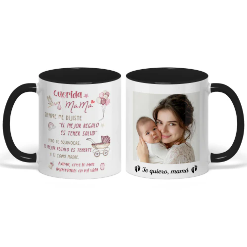 Taza Bicolor Personalizada Para Mamá Primeriza | Primer Regalo Día de la Madre Para Nueva Mamá | Ser mi mamá es el único regalo que necesitas