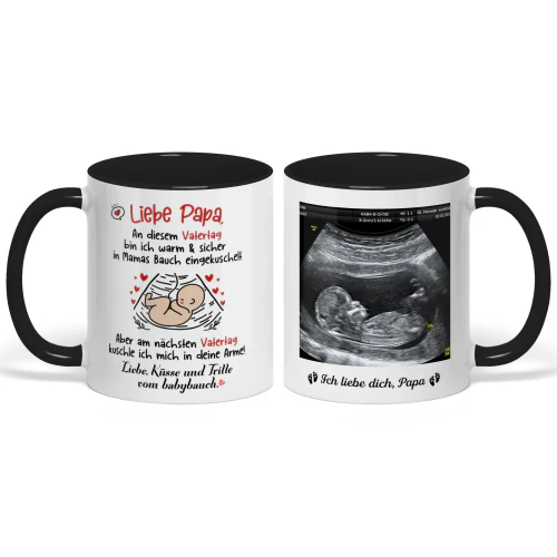 Personalisierter zweifarbiger Becher für werdende Väter | Geschenk zum ersten Vatertag für werdende Väter | Personalisierter Kaffeebecher mit Ultraschallbild Copy