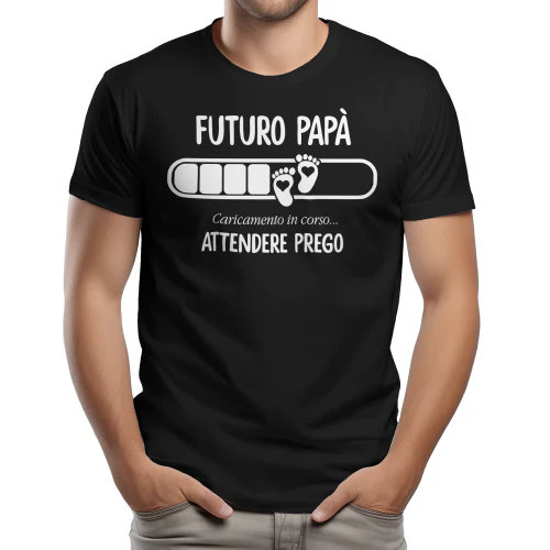 Futuro papà in caricamento – Attendere prego | Primo regalo per la Festa del Papà dalla moglie ver 2