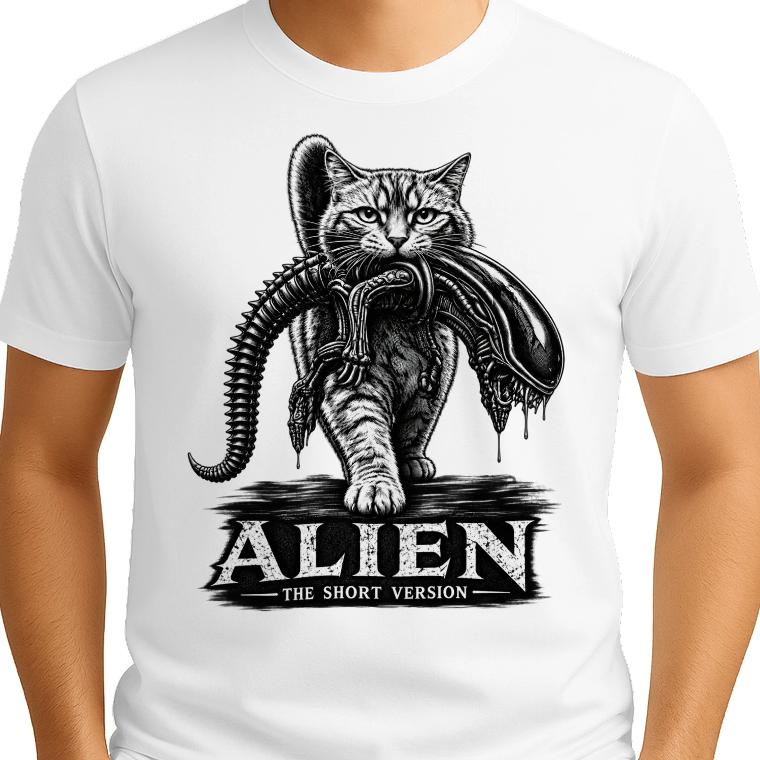 Alien – The Short Version | Funny Cat & Sci-Fi T-Shirt