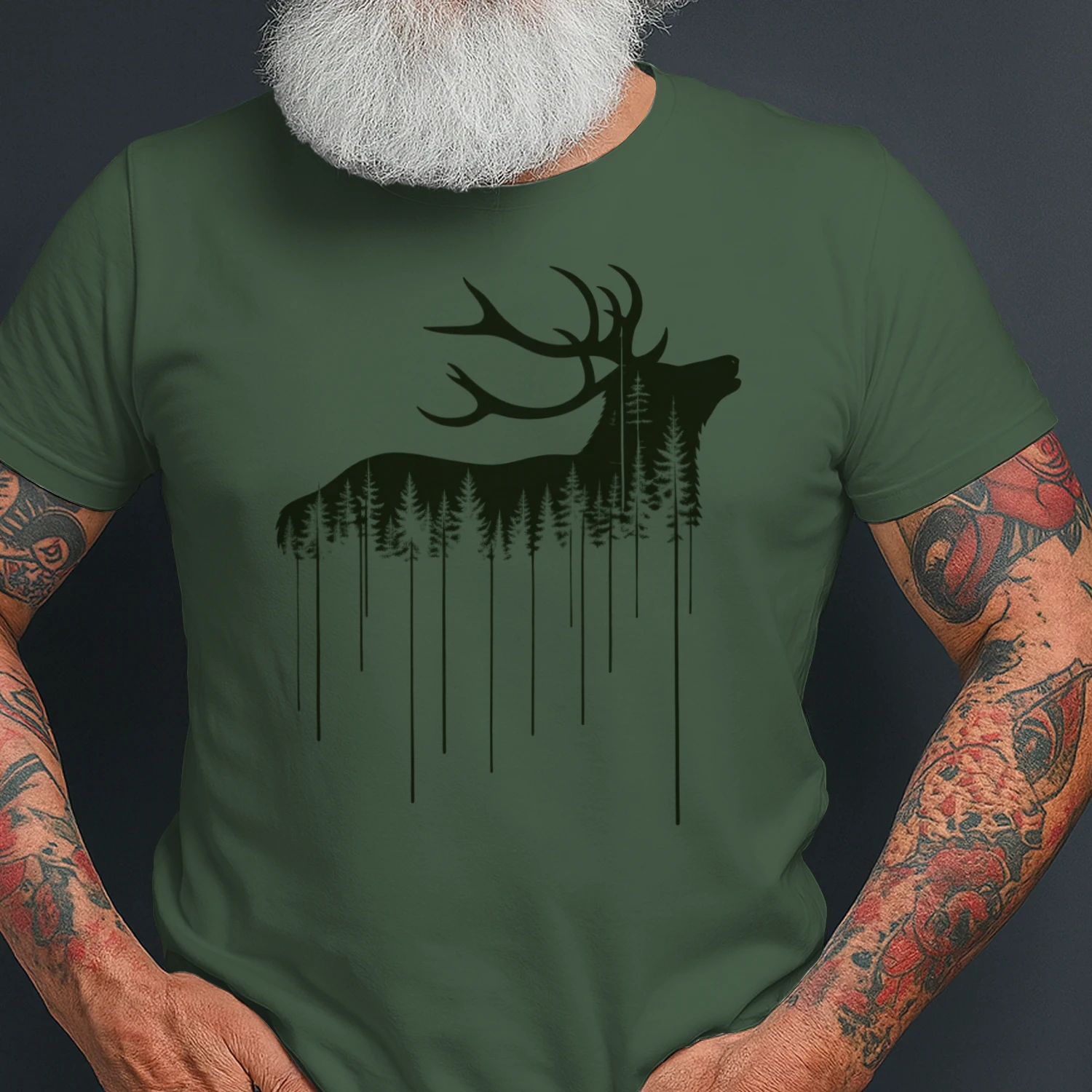 Baddery Jäger T-Shirt Herren - „Waldhirsch“