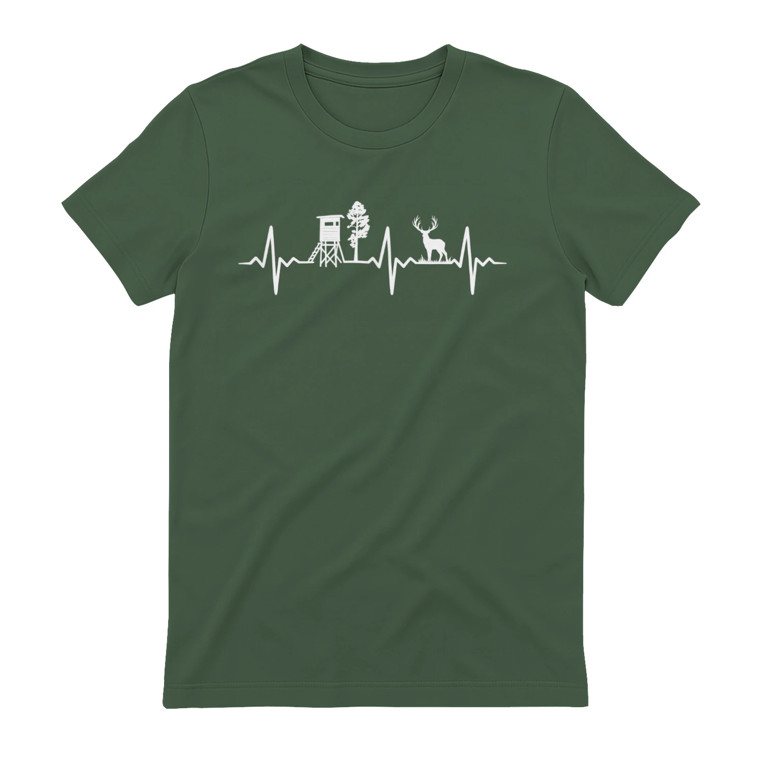 Jagd Herzschlag – Hirsch & Hochsitz T-Shirt | Geschenk für Jäger & Jagdliebhaber