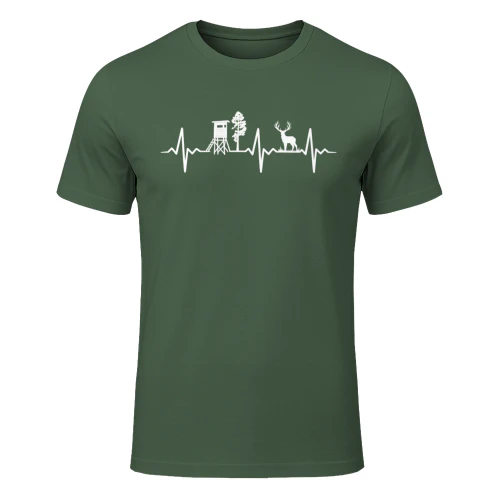 DE - Jagd Herzschlag – Hirsch & Hochsitz T-Shirt | Geschenk für Jäger & Jagdliebhaber