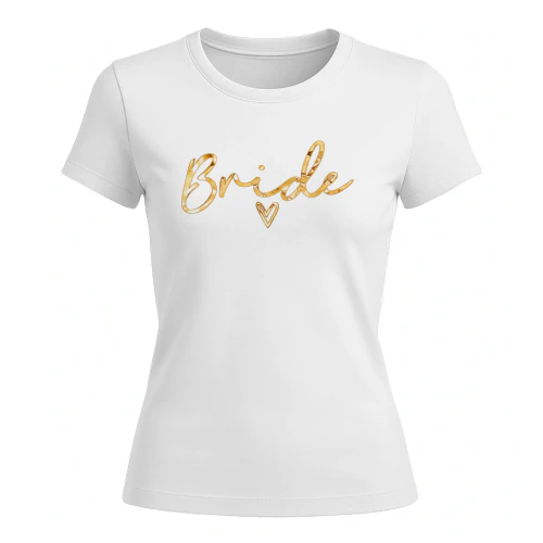Bride – Elegant Gold Bridal T-Shirt | Bachelorette Party & Hen Party Shirt
