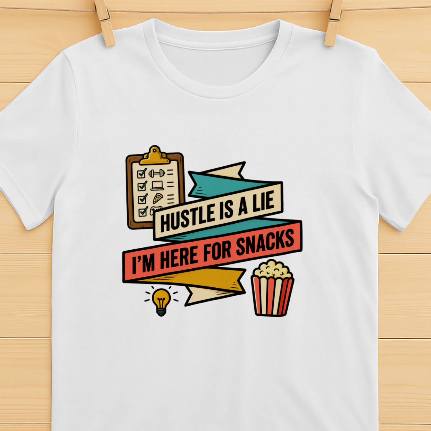 Hustle Is A Lie, I’m Here For Snacks – Funny T-Shirt | Snack Lover Tee