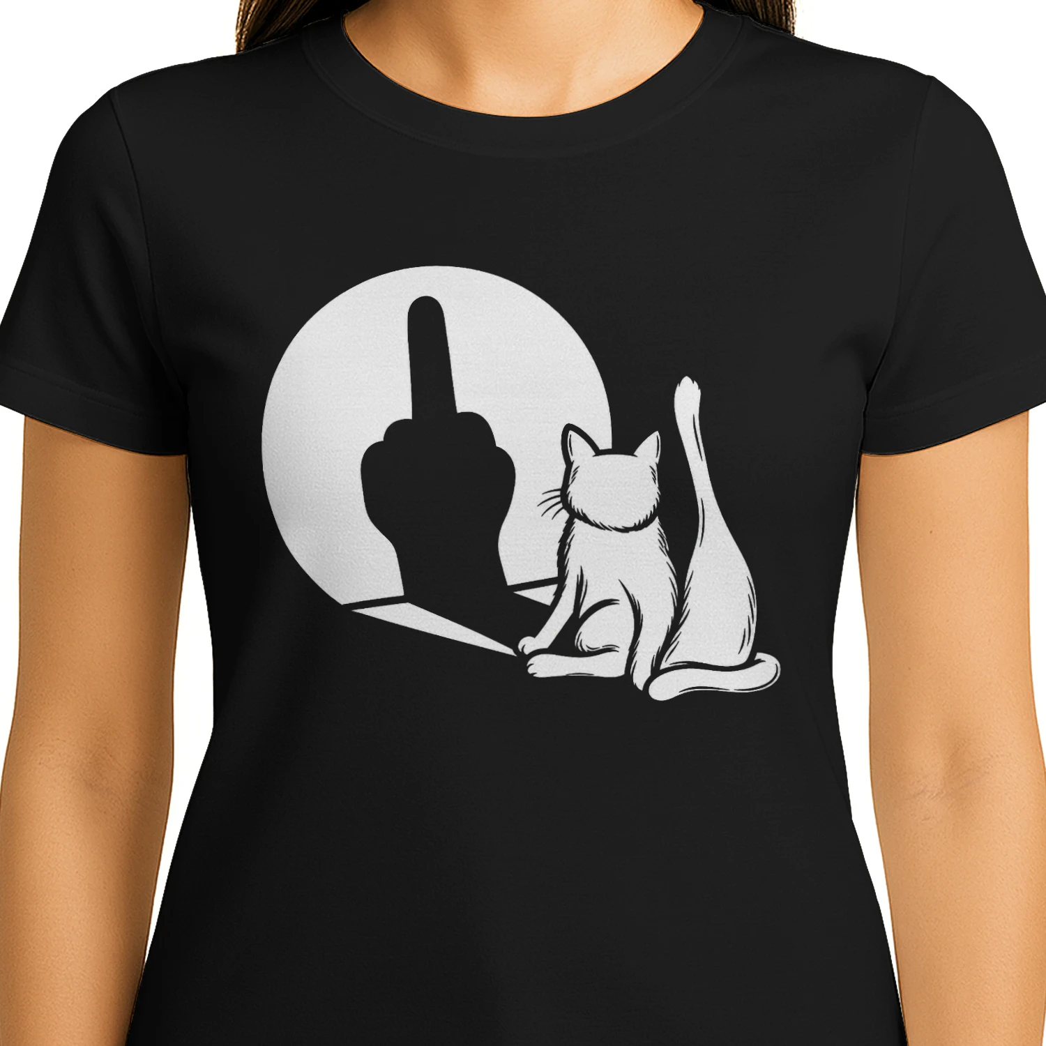 Cat With Attitude – Funny Middle Finger Cat T-Shirt | Sarcastic Cat Tee