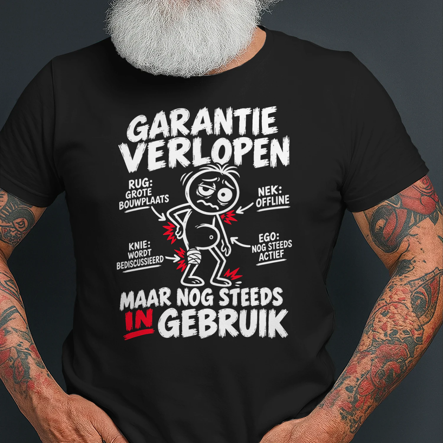 Garantie Verlopen – Maar Nog Steeds in Gebruik | Grappig T-Shirt | Humor over Ouder Worden
