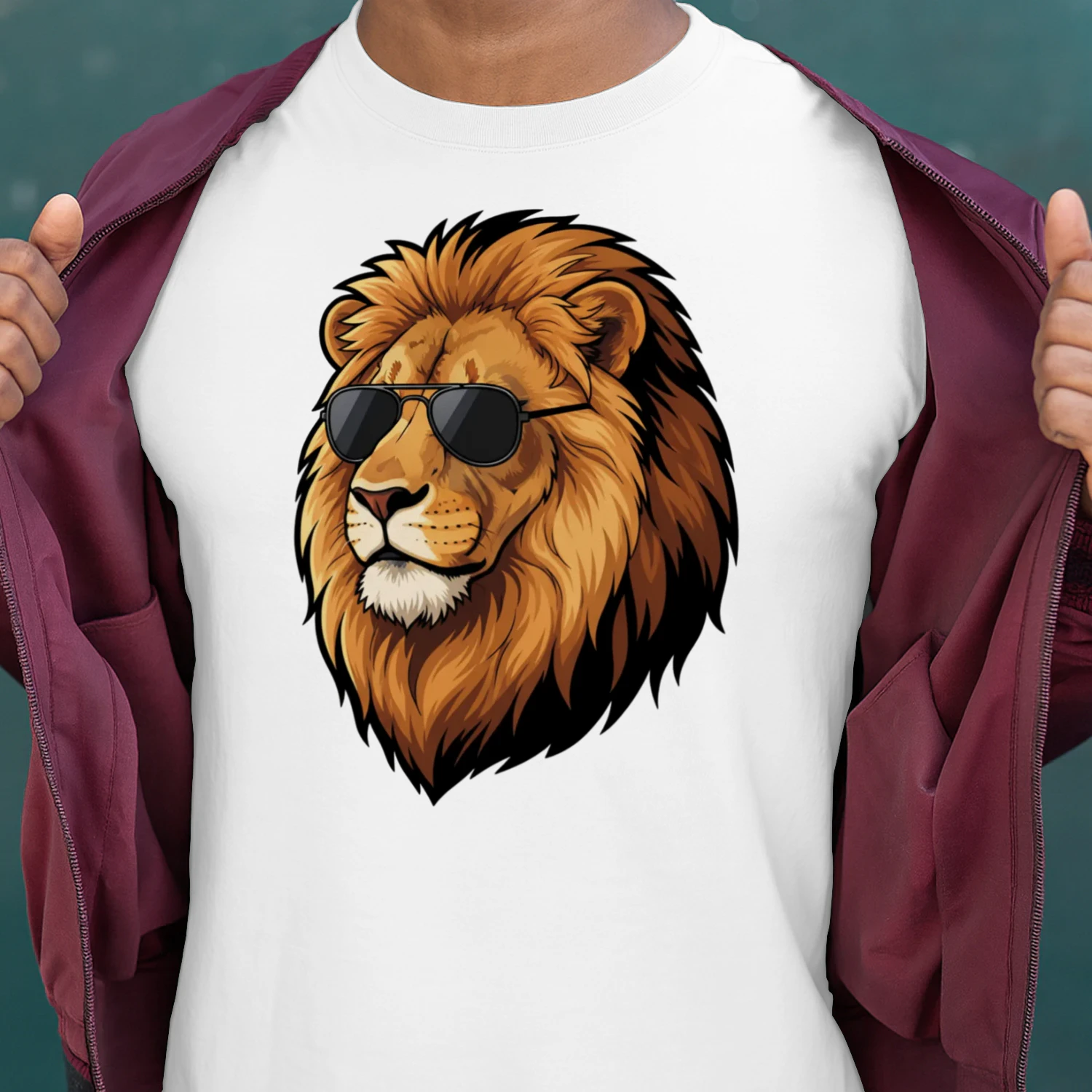 Cool Lion Wearing Black Aviator Sunglasses King Of Jungle Graphic