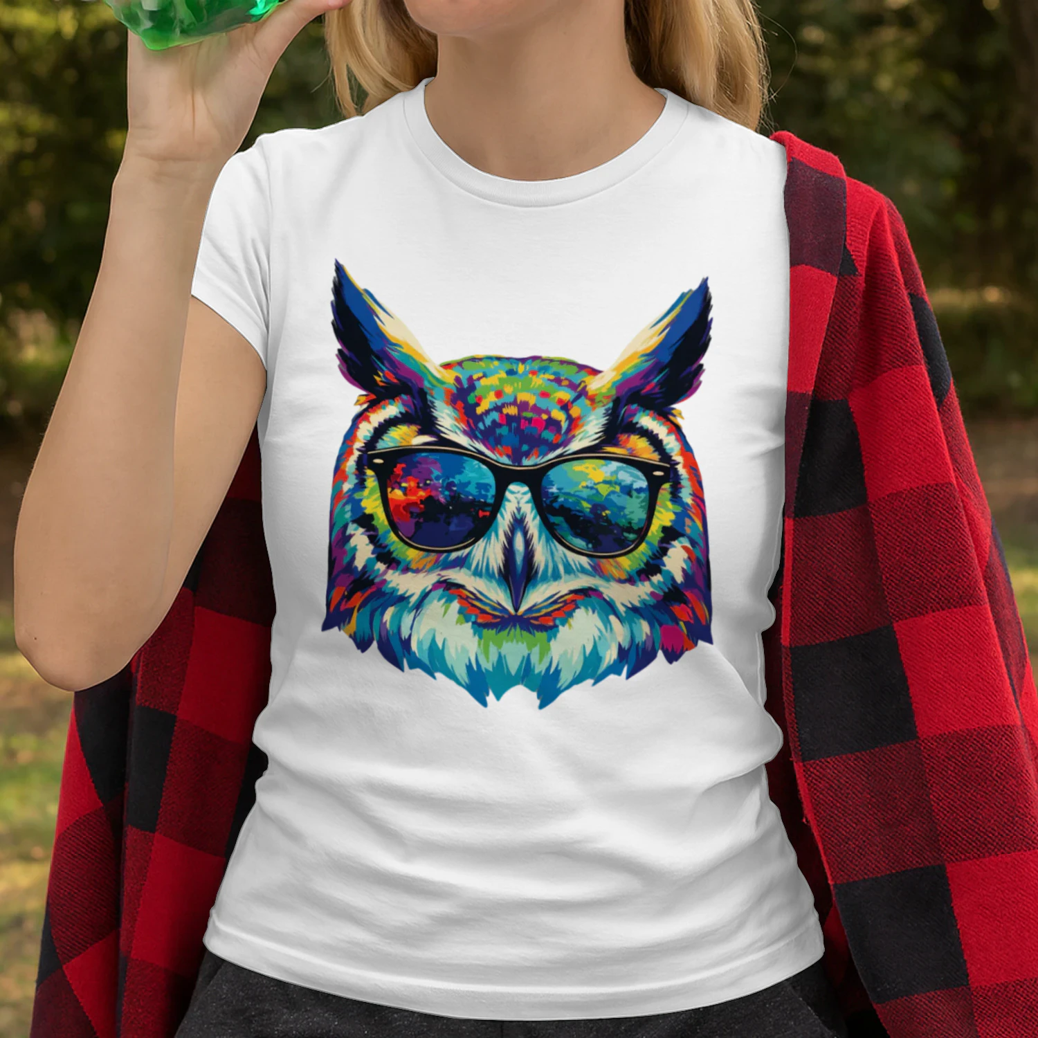 Cool Colorful Owl Wearing Black Sunglasses Pop Art Retro Owl Head Graphic