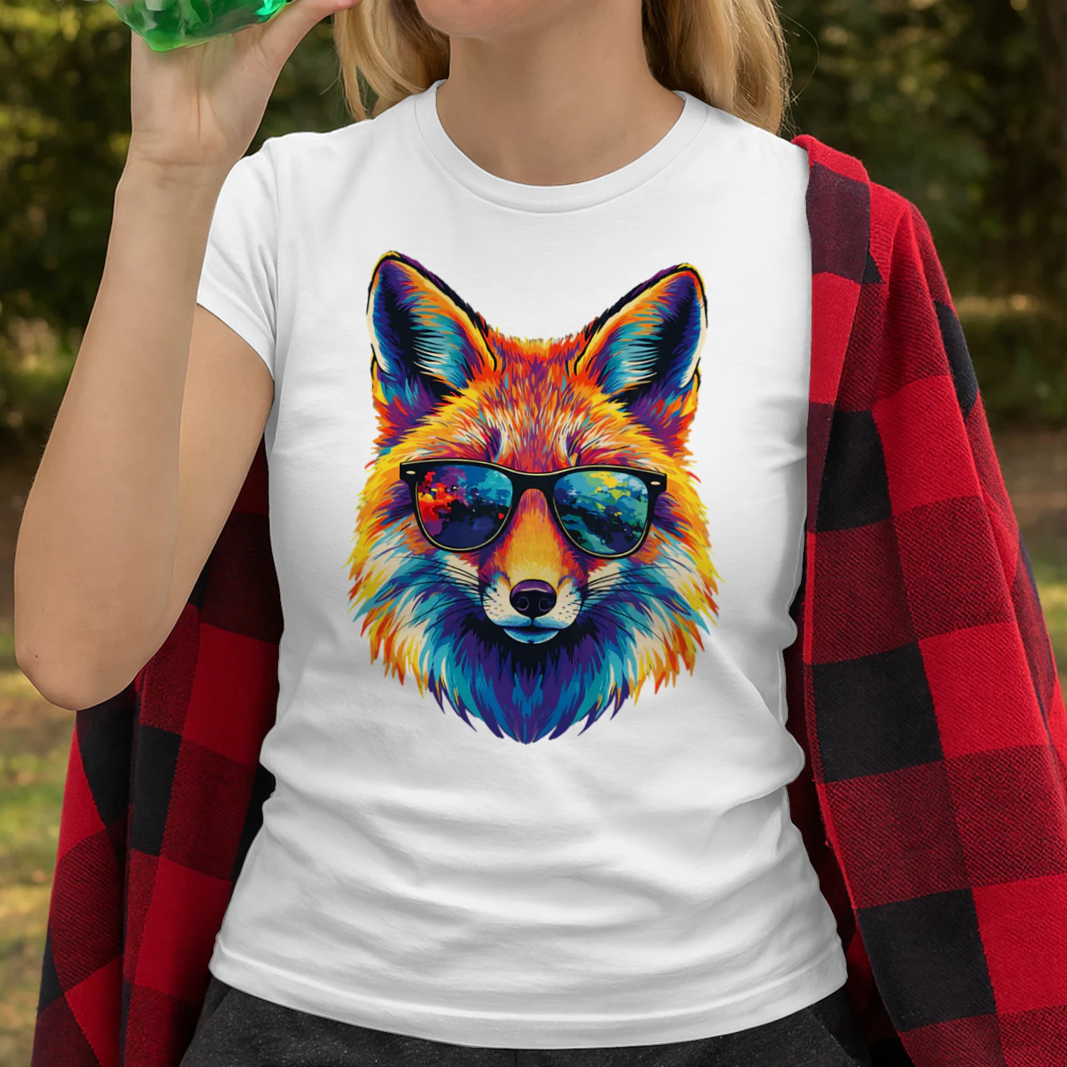 Cool Colorful Fox Wearing Black Sunglasses Pop Art Retro Fox Head Graphic