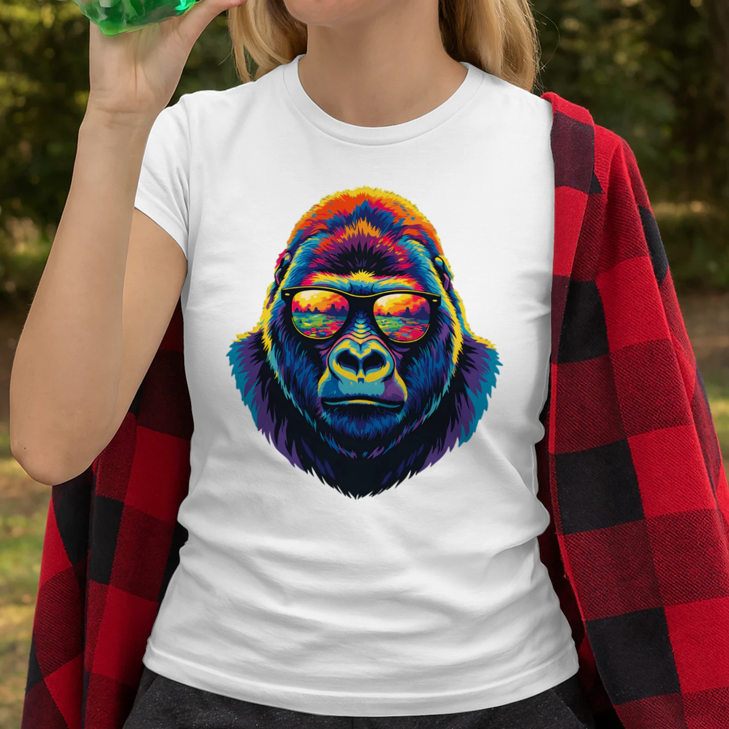 Cool Colorful Gorilla Wearing Black Sunglasses Pop Art Retro Gorilla Graphic