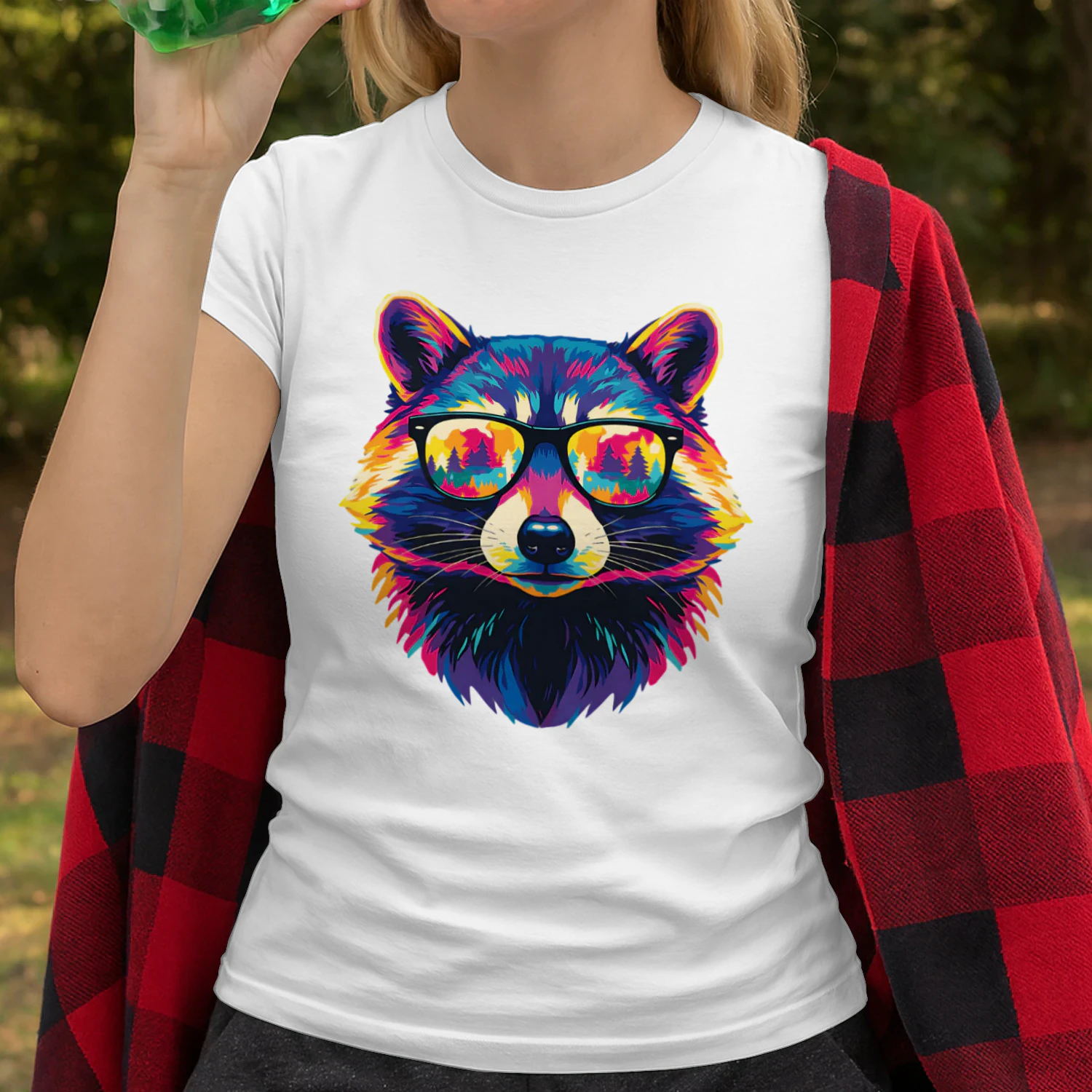 Cool Colorful Raccoon Wearing Black Sunglasses Pop Art Retro Raccoon Graphic