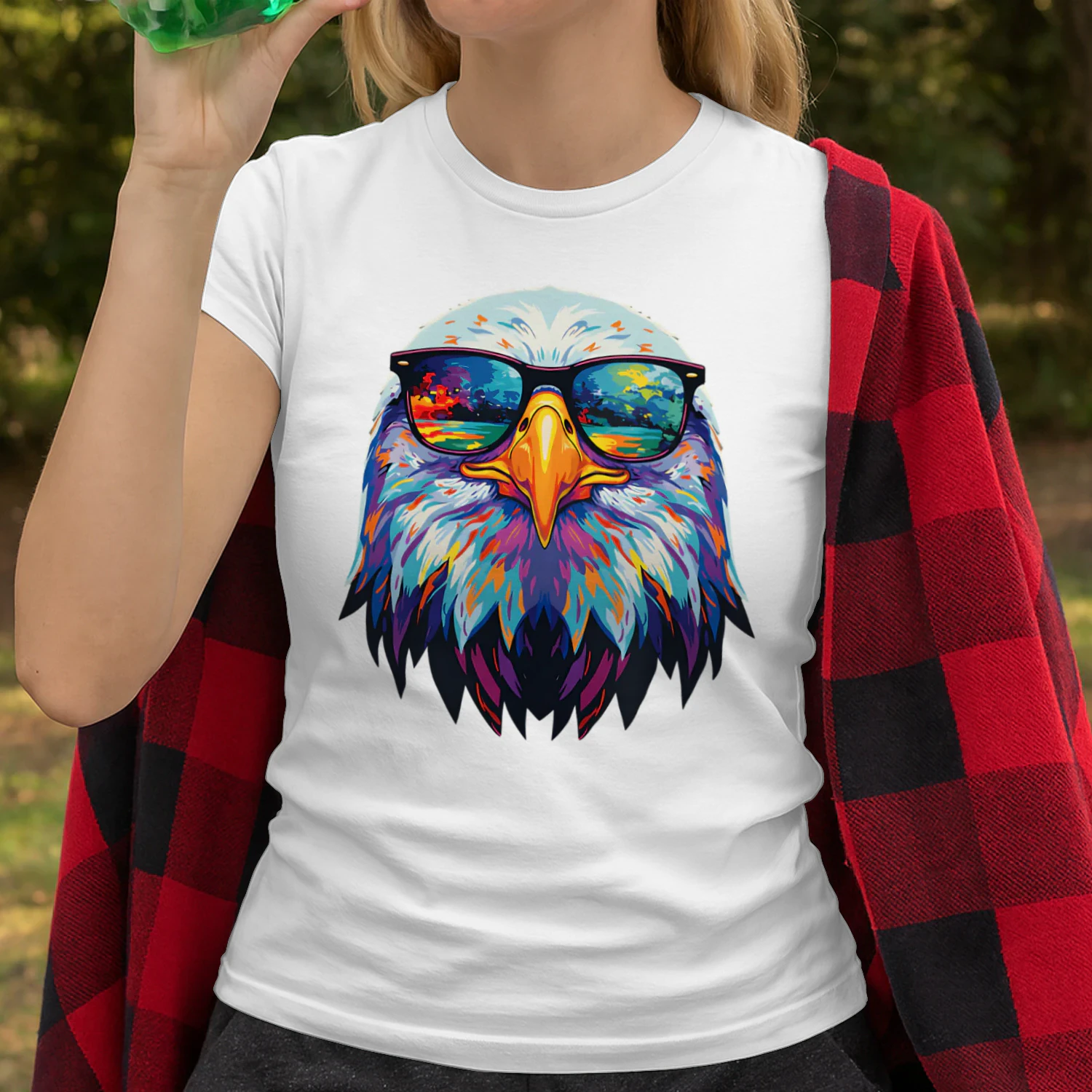 Cool Colorful Bald Eagle Wearing Black Sunglasses Pop Art Retro Eagle Graphic