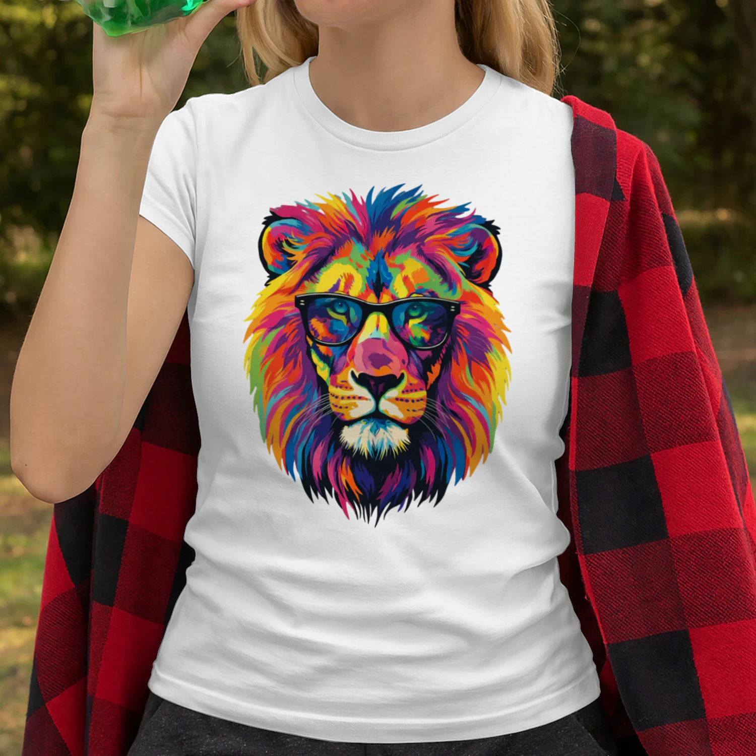 Cool Colorful Lion Wearing Black Sunglasses Pop Art Retro Lion Head Graphic