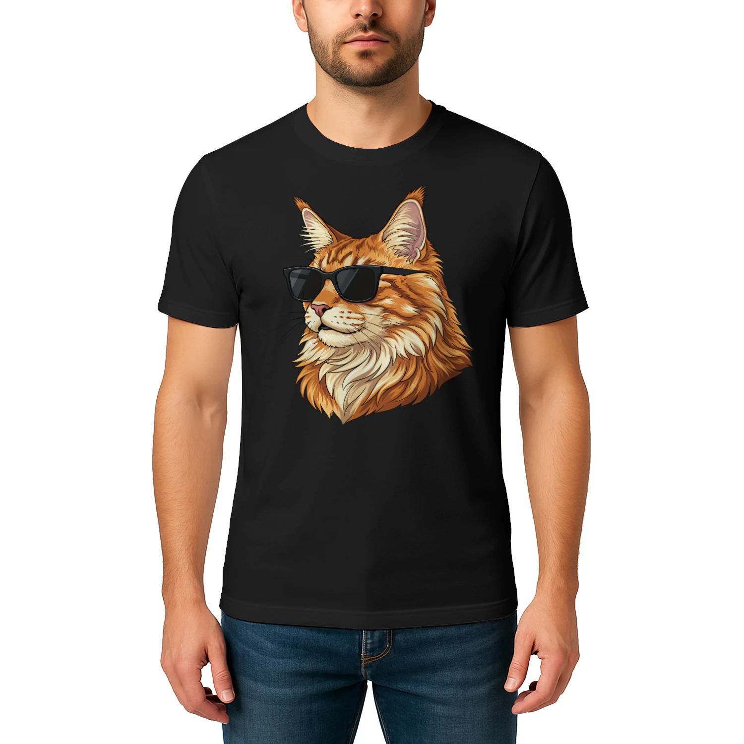 Cool Maine Coon Cat Wearing Sunglasses Retro Cute Pet Graphic
