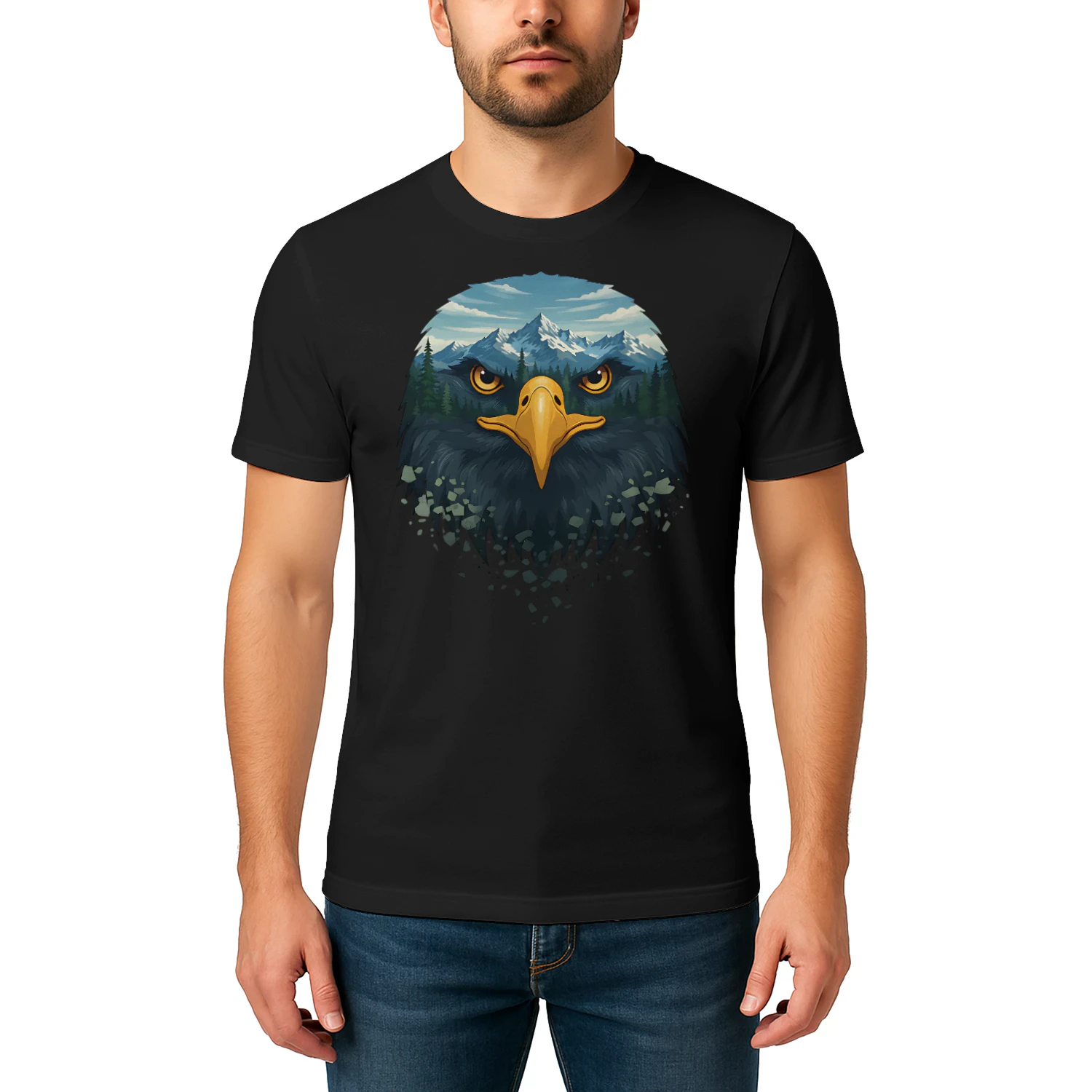 Majestic Eagle Mountain Forest Double Exposure Outdoor Nature Graphic