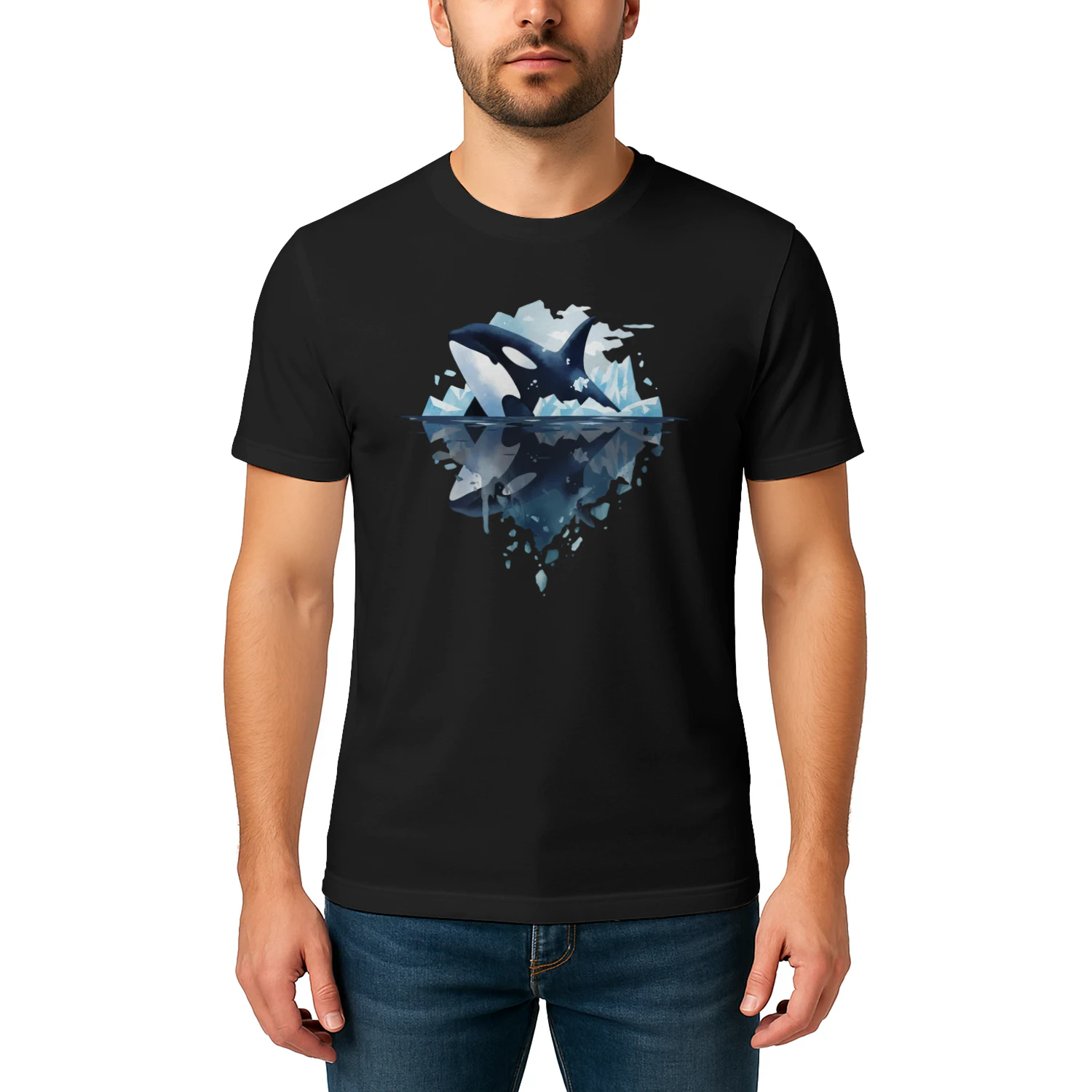 Majestic Orca Killer Whale Iceberg Water Reflection Double Exposure Graphic
