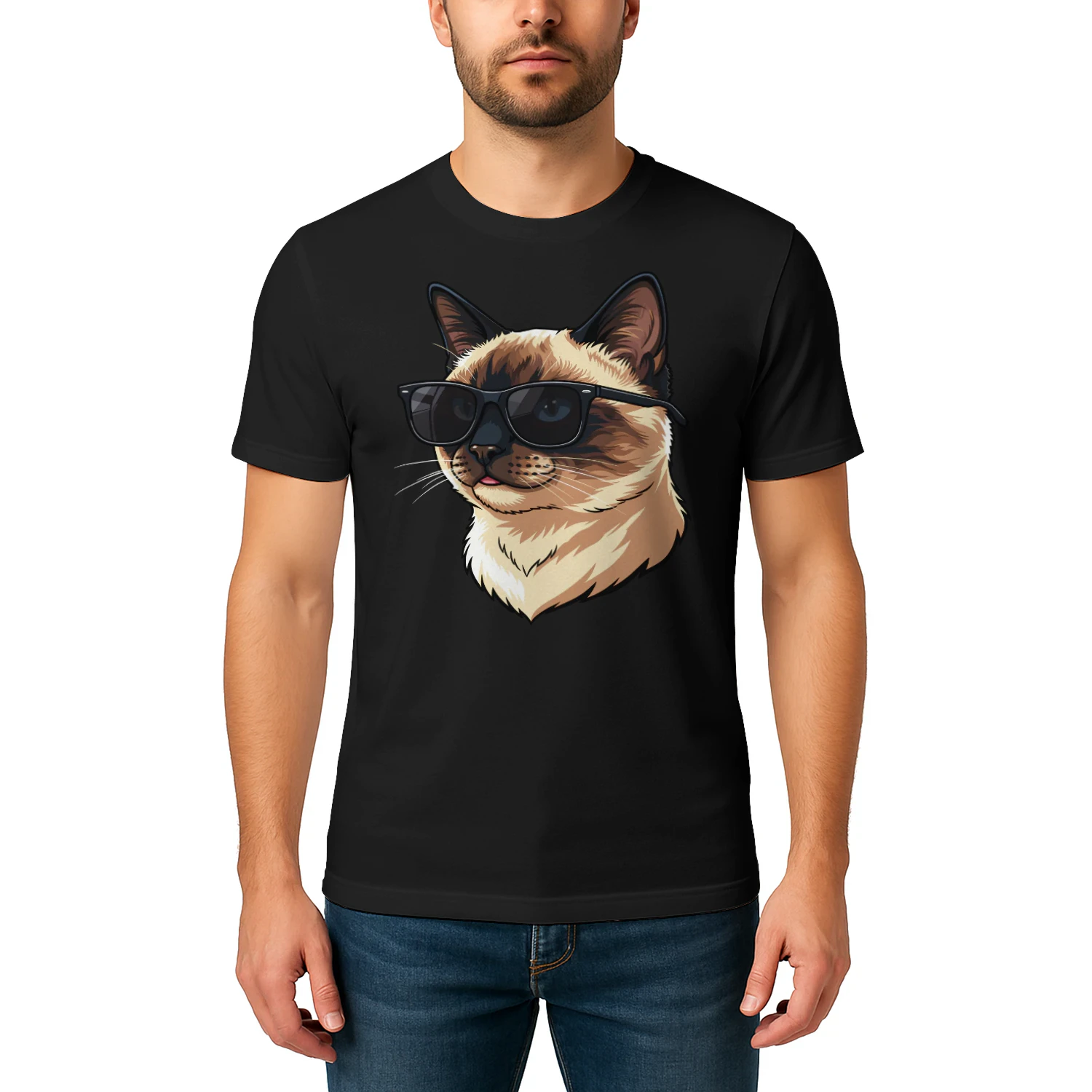 Cool Siamese Cat Wearing Sunglasses Retro Cute Pet Graphic