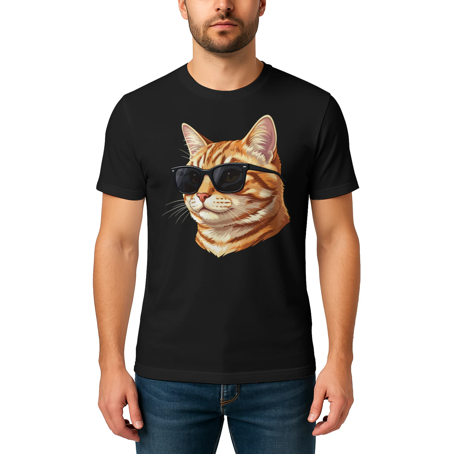 Cool Orange Tabby Cat Wearing Sunglasses Retro Cute Pet Graphic