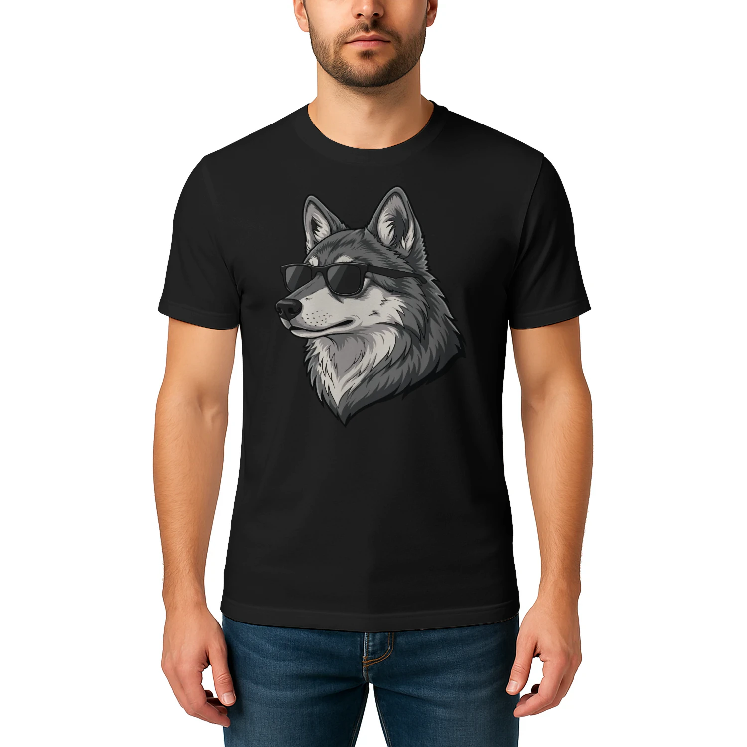 Cool Wolf Wearing Black Sunglasses Retro Lone Wolf Graphic