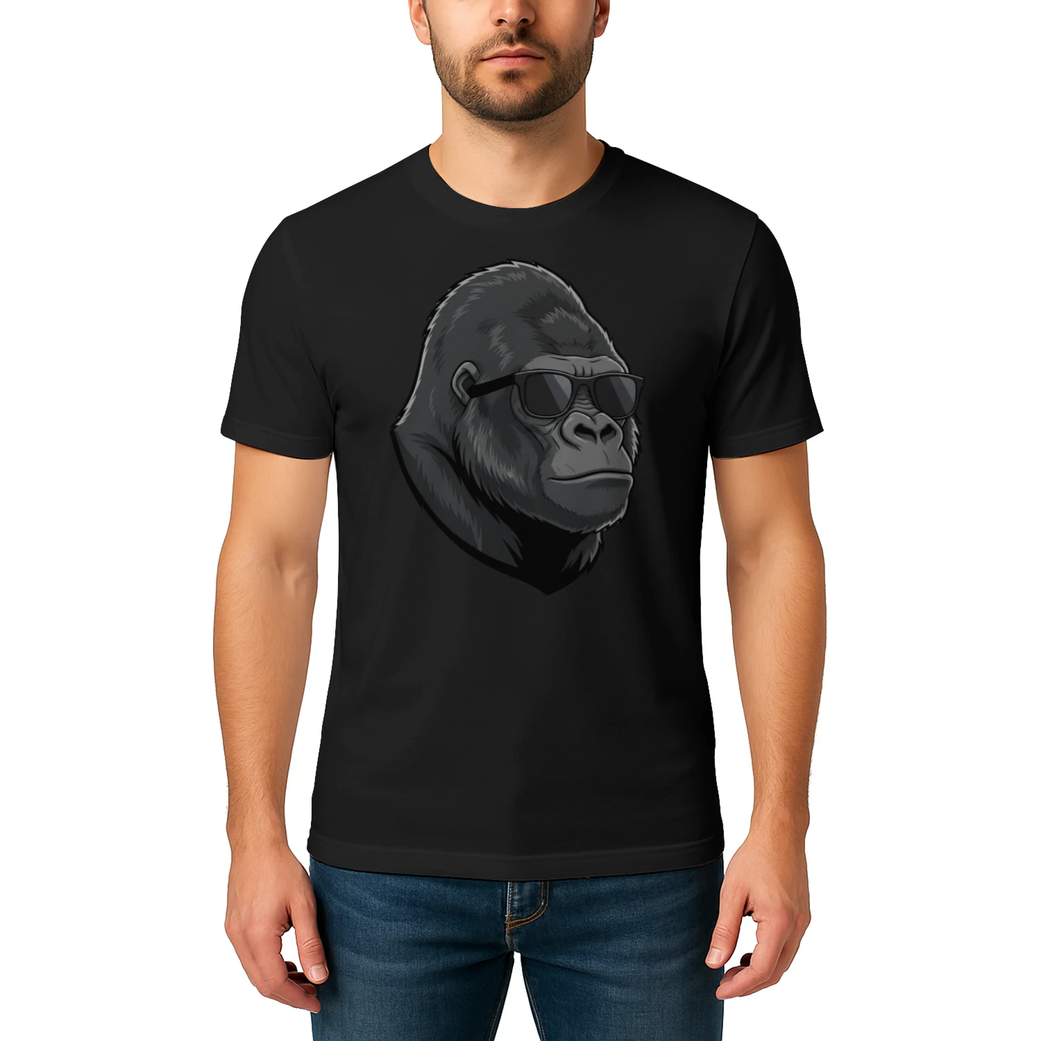 Cool Gorilla Wearing Black Sunglasses Retro Silverback Graphic