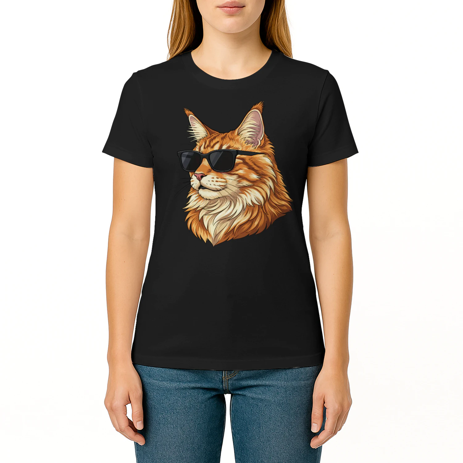 Cool Maine Coon Cat Wearing Sunglasses Retro Cute Pet Graphic