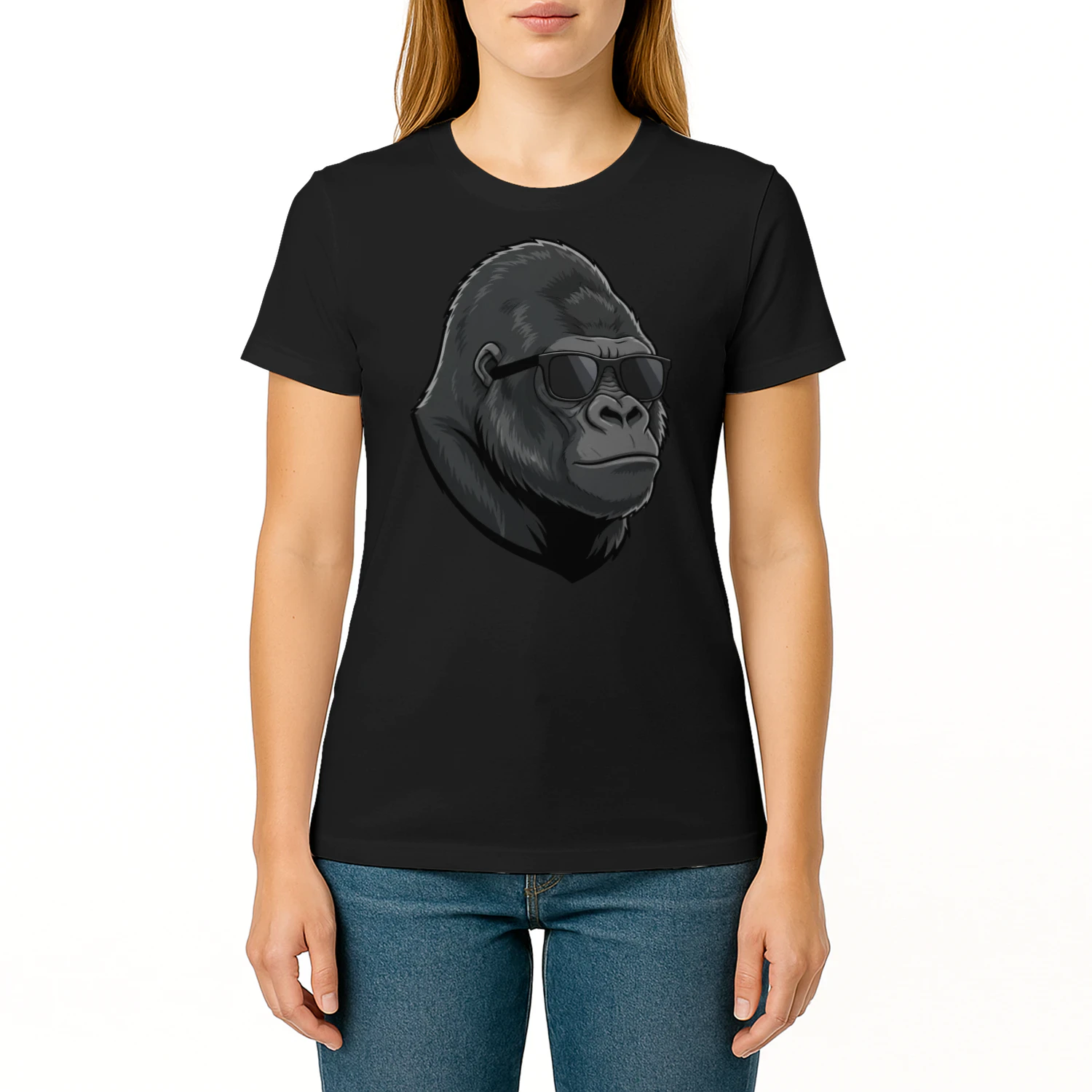 Cool Gorilla Wearing Black Sunglasses Retro Silverback Graphic