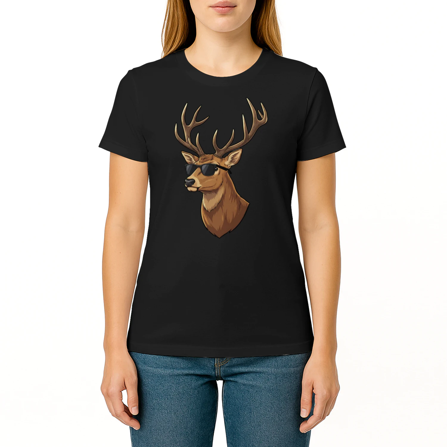 Cool Buck Deer Wearing Black Sunglasses Retro Hunting Graphic