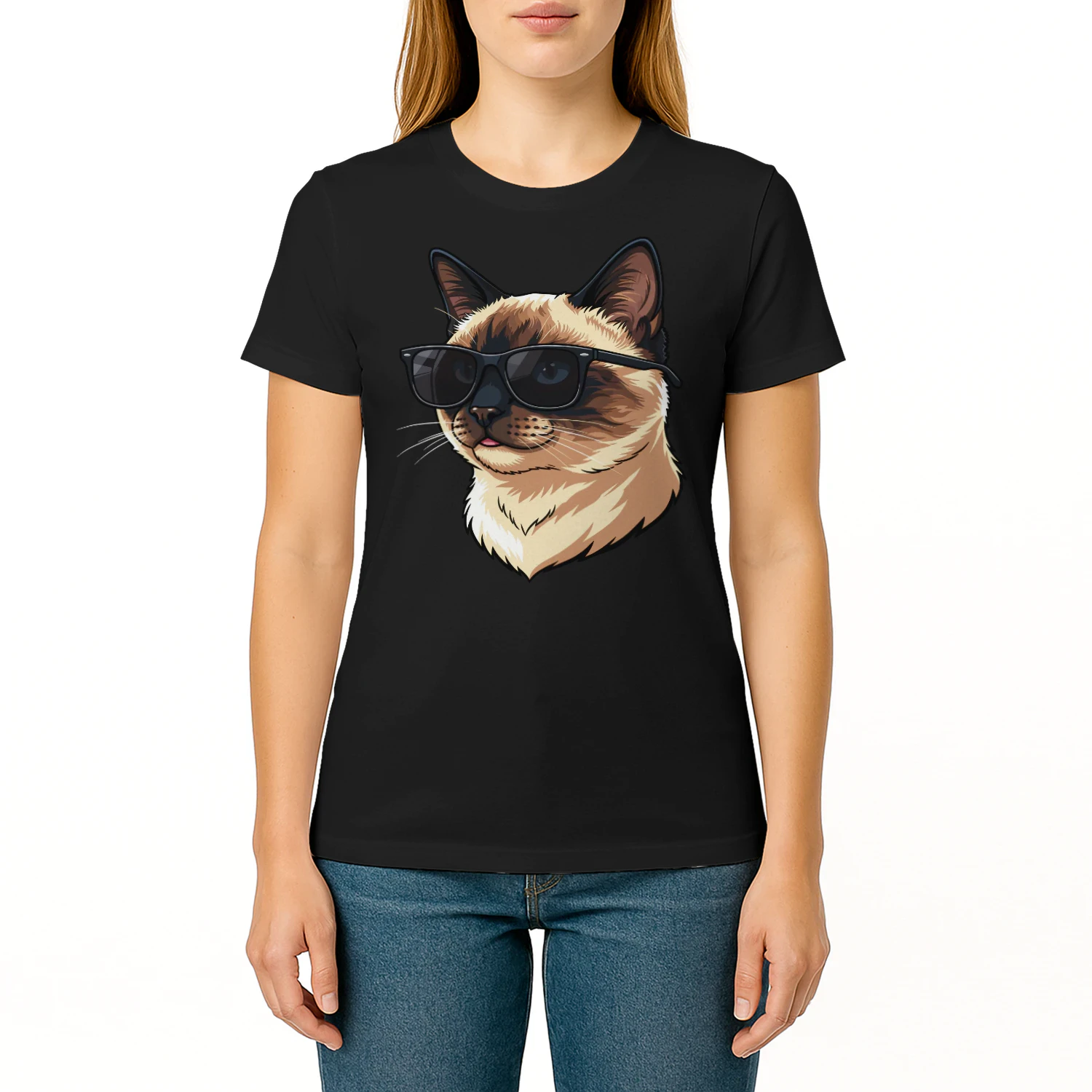 Cool Siamese Cat Wearing Sunglasses Retro Cute Pet Graphic