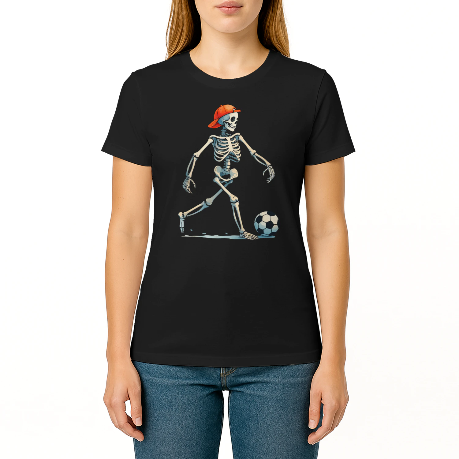 Funny Skeleton Playing Soccer Halloween T-Shirt