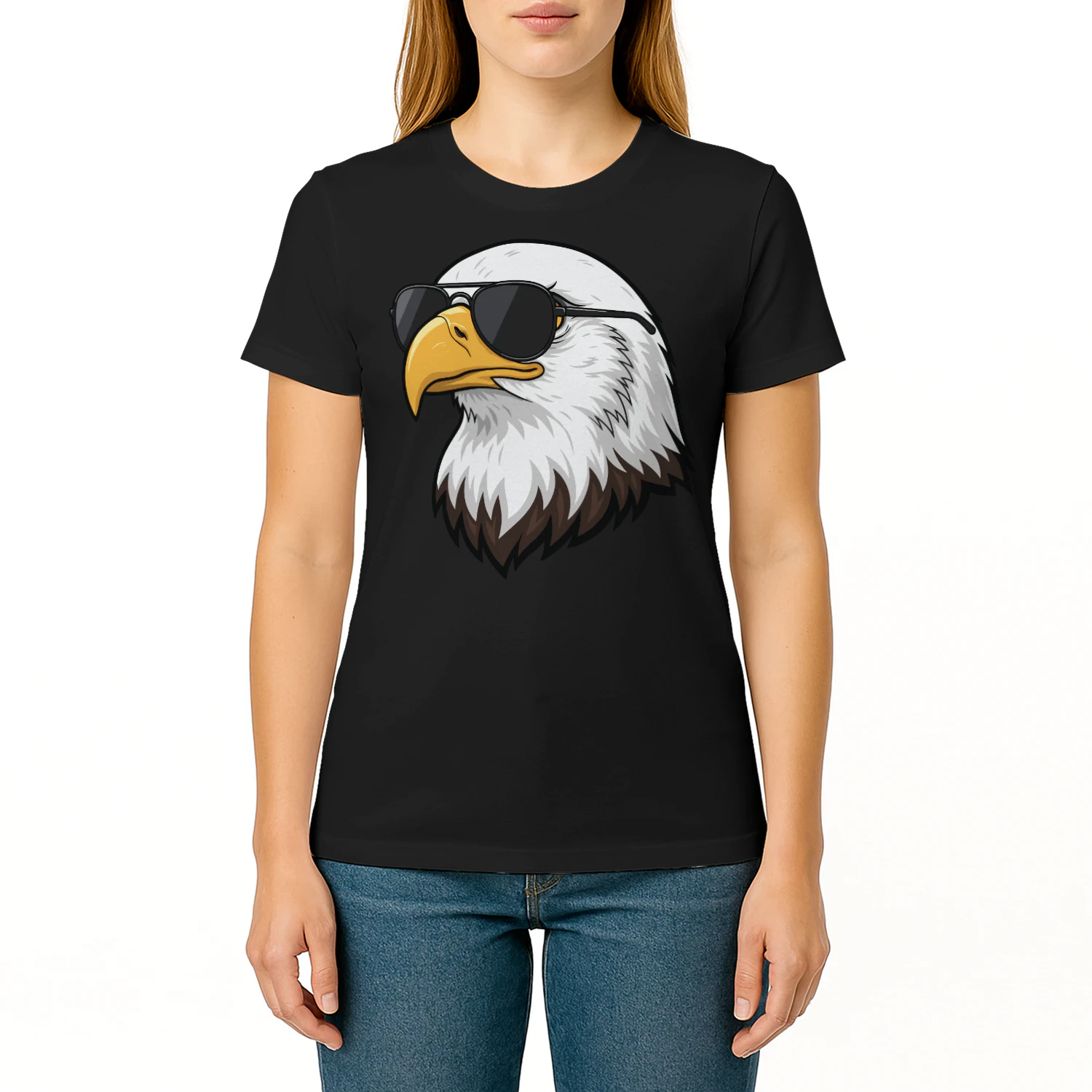 Cool Bald Eagle Wearing Black Aviator Sunglasses Patriotic Graphic