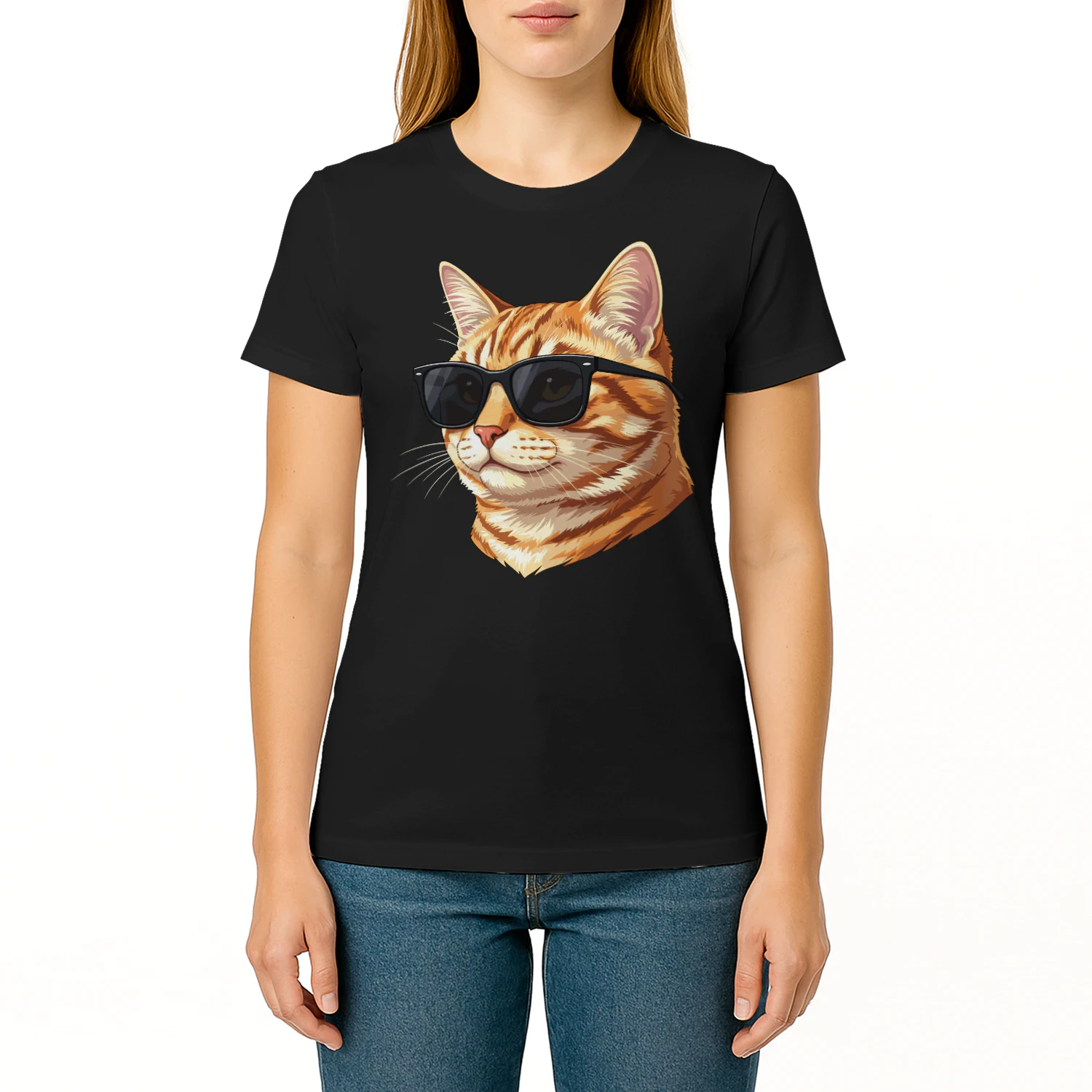 Cool Orange Tabby Cat Wearing Sunglasses Retro Cute Pet Graphic